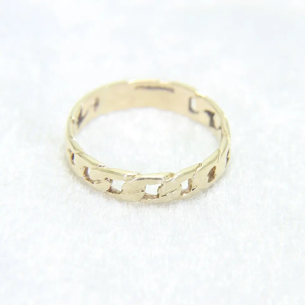 Thumbnail: 9ct Gold Chain Band Ring Size 7 1/4 - O