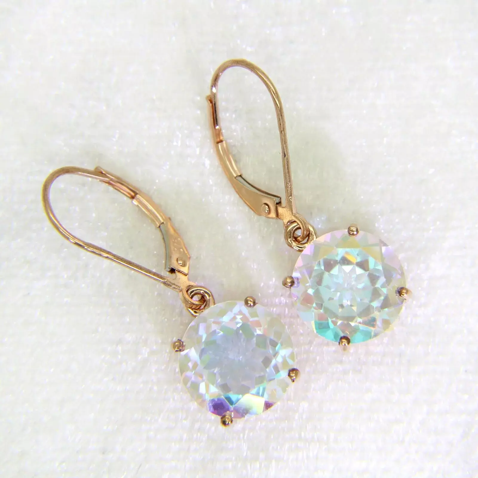 9ct Rose Gold Mystic Topaz Drop Leverback Earrings