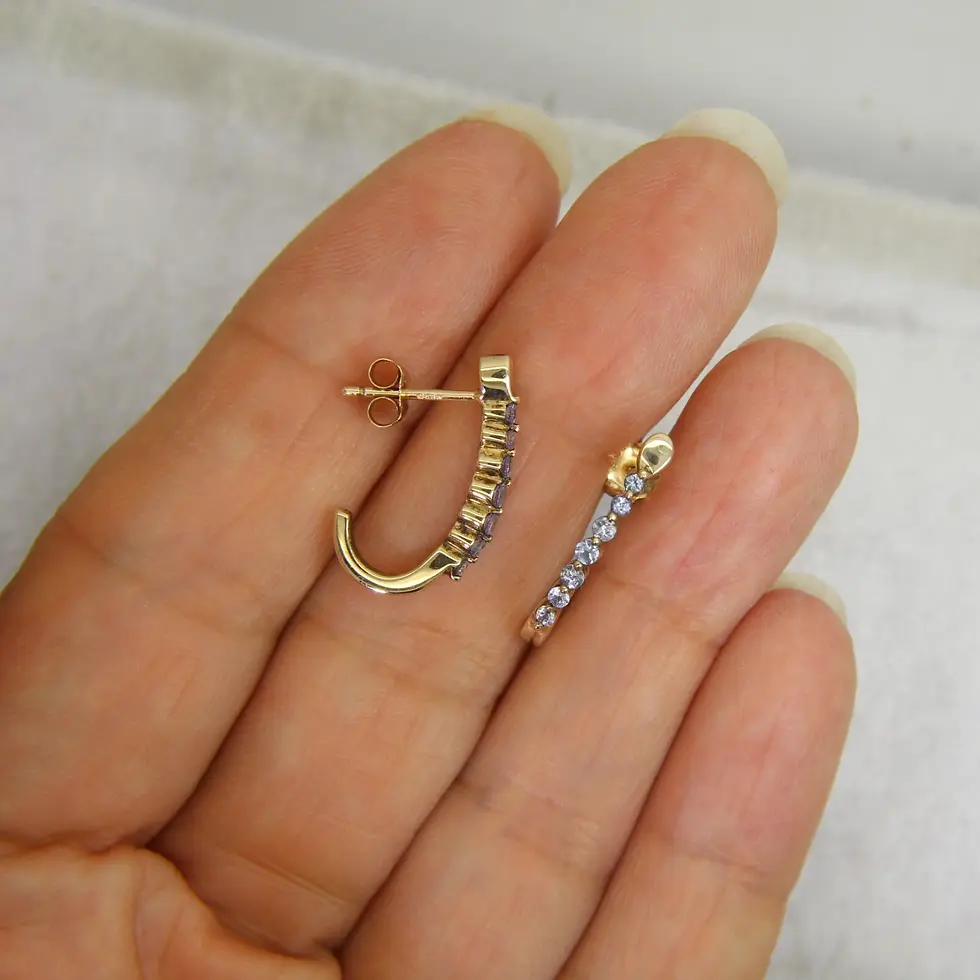 Thumbnail: 9ct Gold Natural Tanzanite Hoop Earrings
