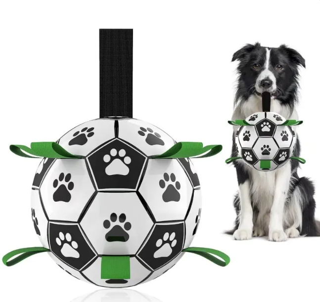 Interactive Dog Soccer Ball | Fun Tug & Fetch Toy for Active Dogs
