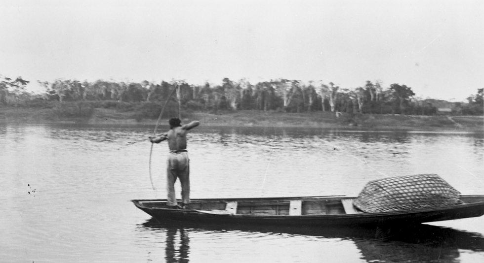 Indigenous people fishing in the Amazon