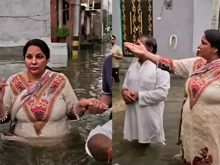  Delhi floods wreak havoc: Najafgarh MLA Neelam was inspecting the flood waters