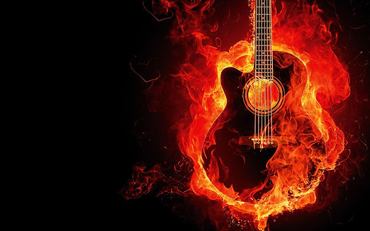 Flaming Acoustic Guitar