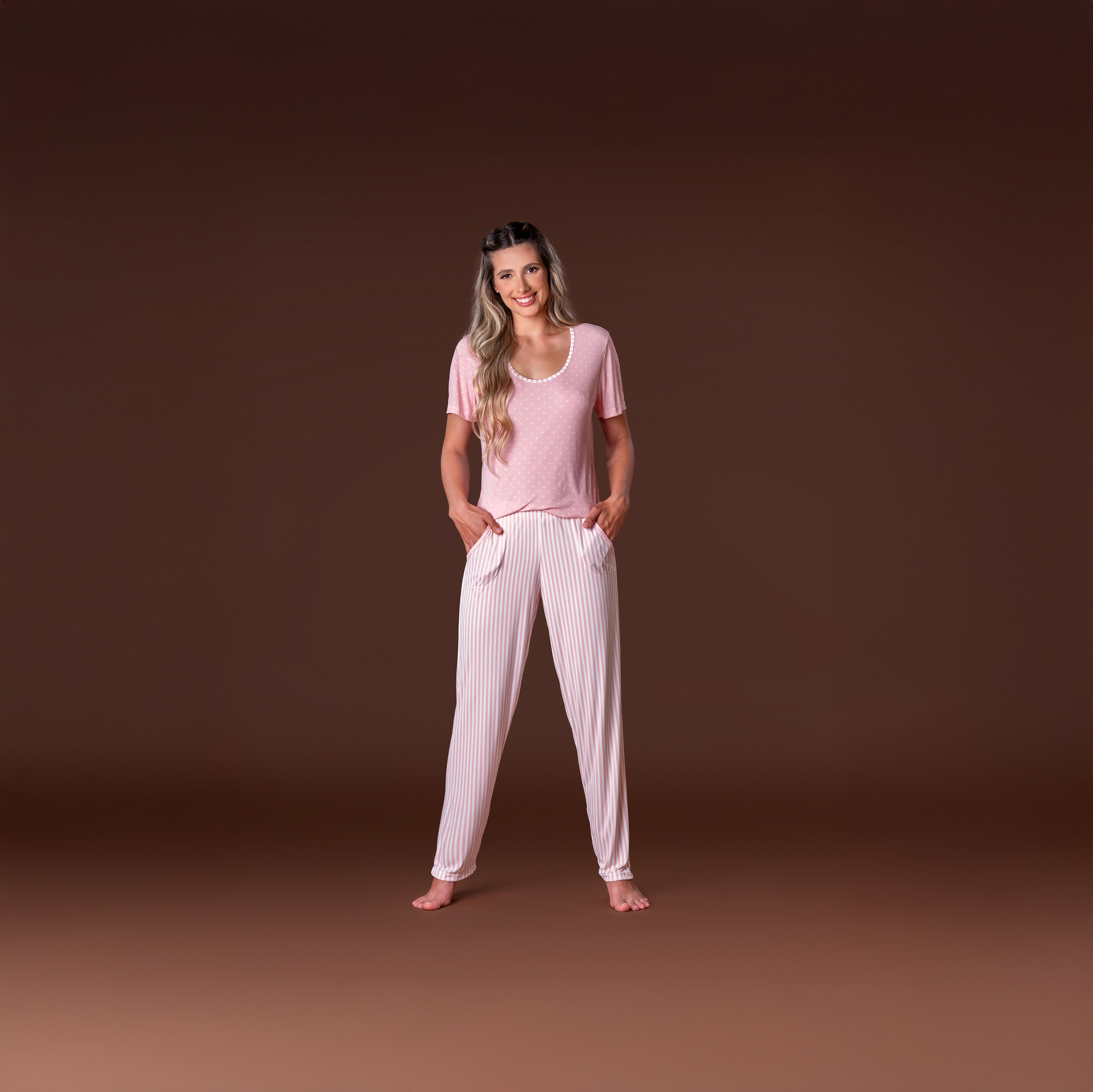 Pijama Longo Manga Curta