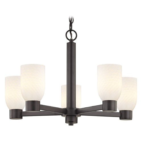 White Art Glass Chandelier Bronze 5 Lights Bowl Shades