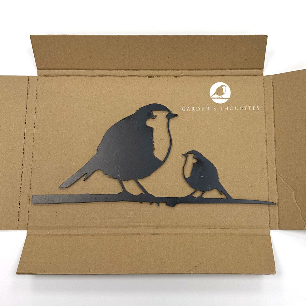 Thumbnail: Robin with chick box garden silhouettes
