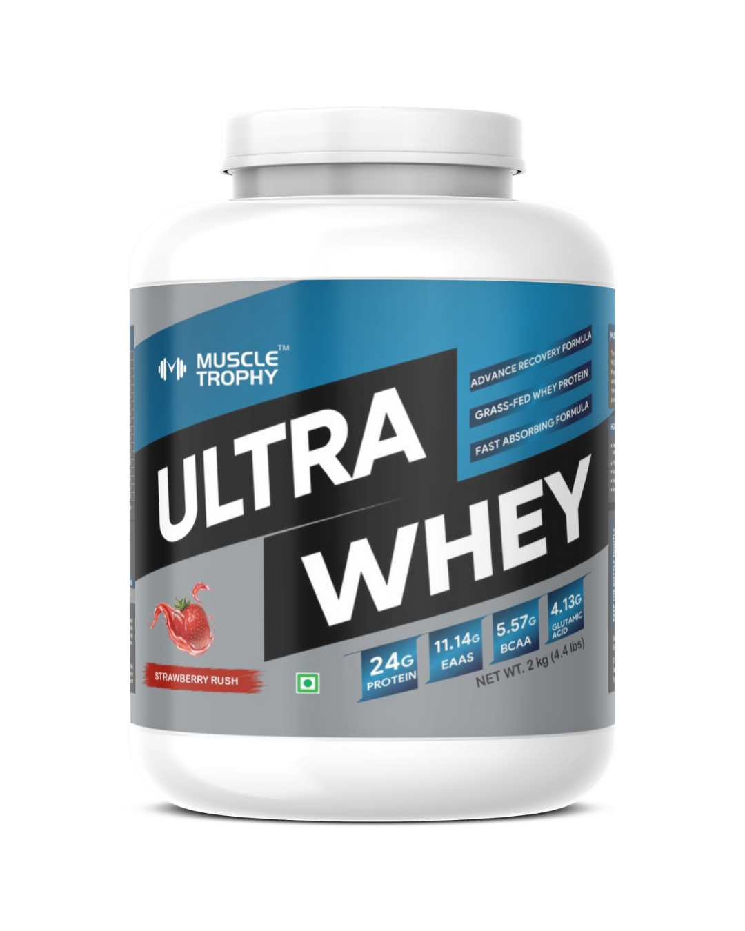 MuscleTrophy Ultra Whey  (Strawberry , 4.4LBS,  60Servings)