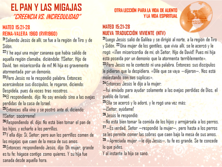 EL PAN Y LAS MIGAJAS - CREENCIA VS. INCREDULIDAD