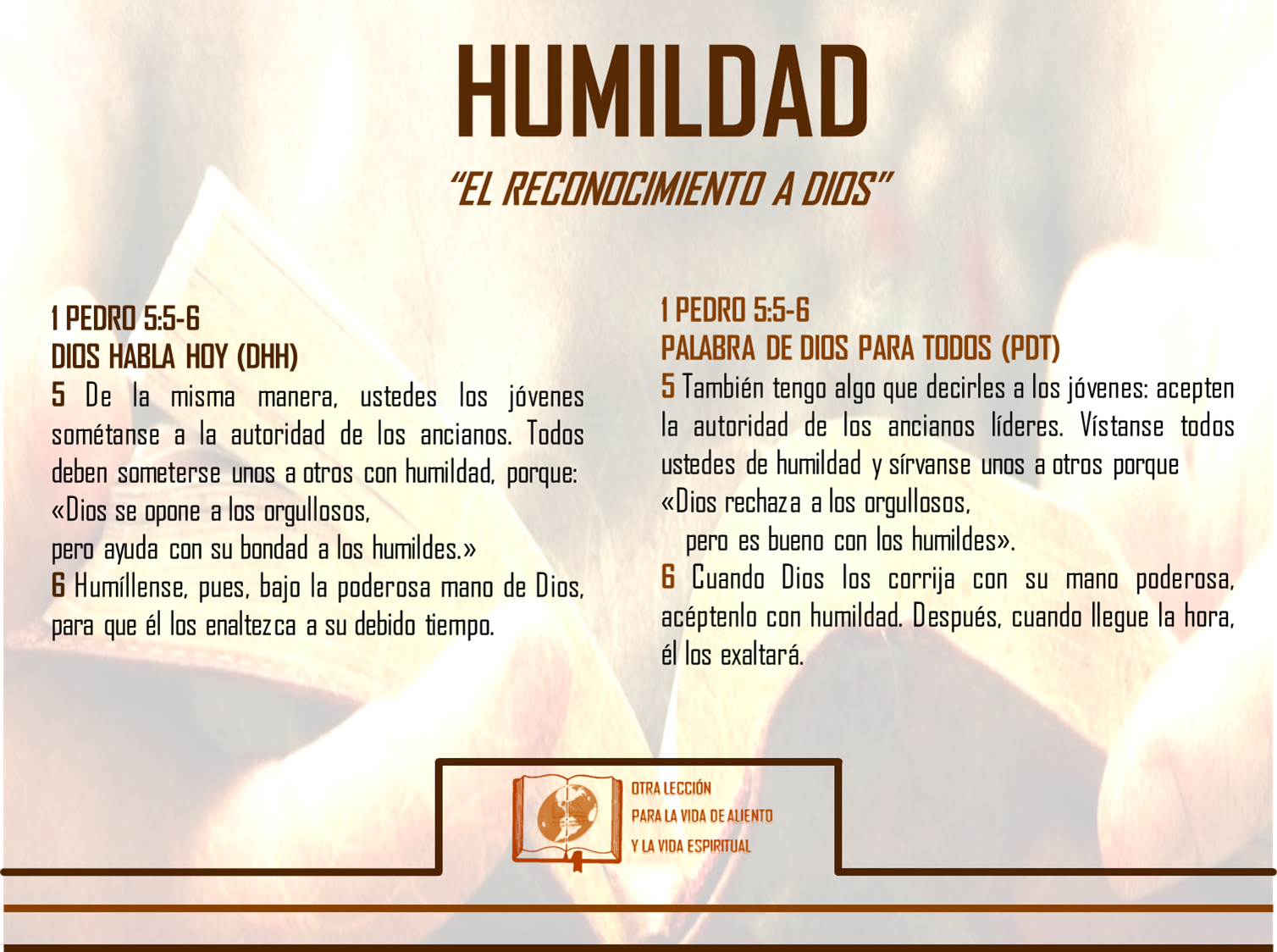 HUMILDAD EL RECONOCIMIENTO A DIOS
