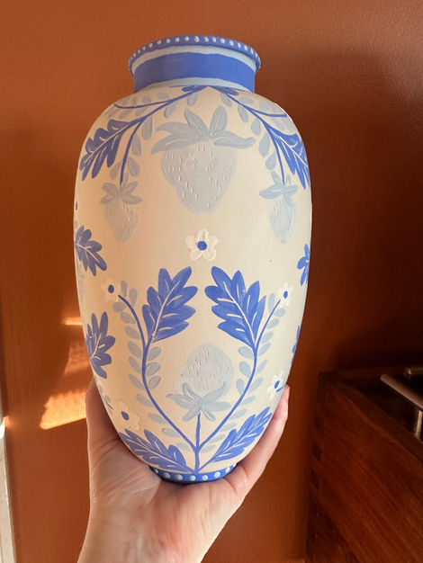 Back of strawberry vase - before firing
