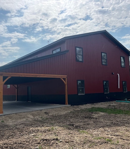 Red pole barn home