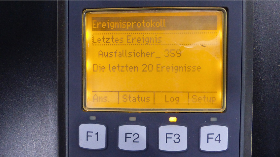 Photograph of a Danfoss TLX 15 Pro inverter screen displaying a '359 Error' message. The image was taken at the European Network Services repair centre.