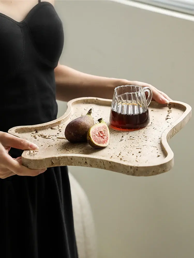 Luxury Travertine Stone Decorative Tray