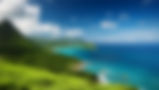 A scenic view of a lush green landscape meeting a vibrant blue ocean under a clear sky, representing the environmental beauty that Six Star Bulk Bag aims to protect. The image underscores the company's dedication to reducing waste, recycling, and adopting sustainable practices in the bulk packaging industry.