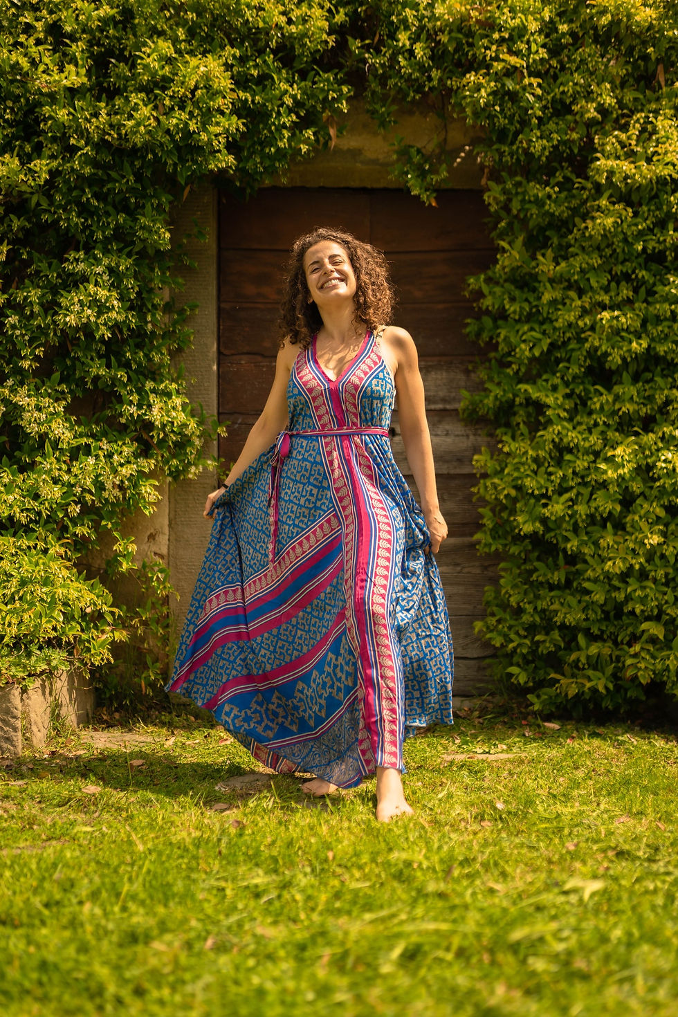 Miniatura: VESTITO LUNGO RAISSA IN SETA INDIANA VINTAGE 