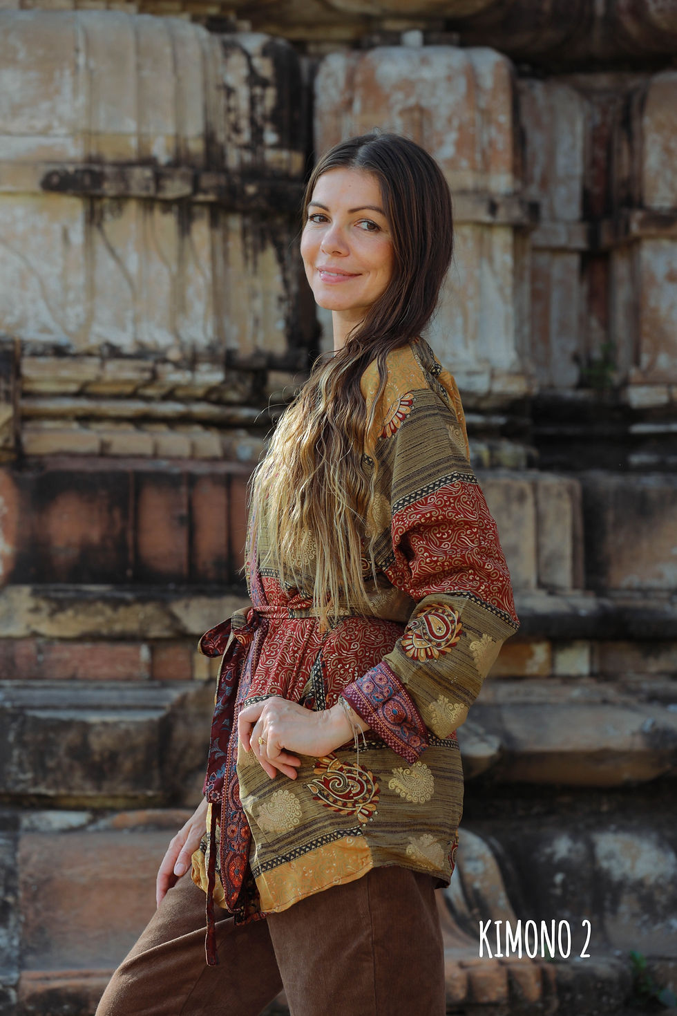 Miniatura: KIMONO REVERSIBILE IN SETA INDIANA