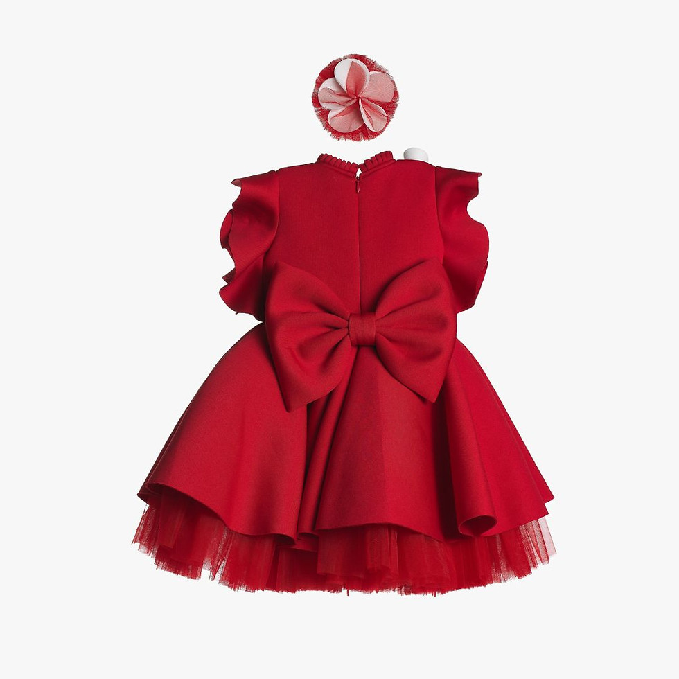 Thumbnail: Red Christmas Chinese New Year Party Dress with Radiant Bold Floral Accents