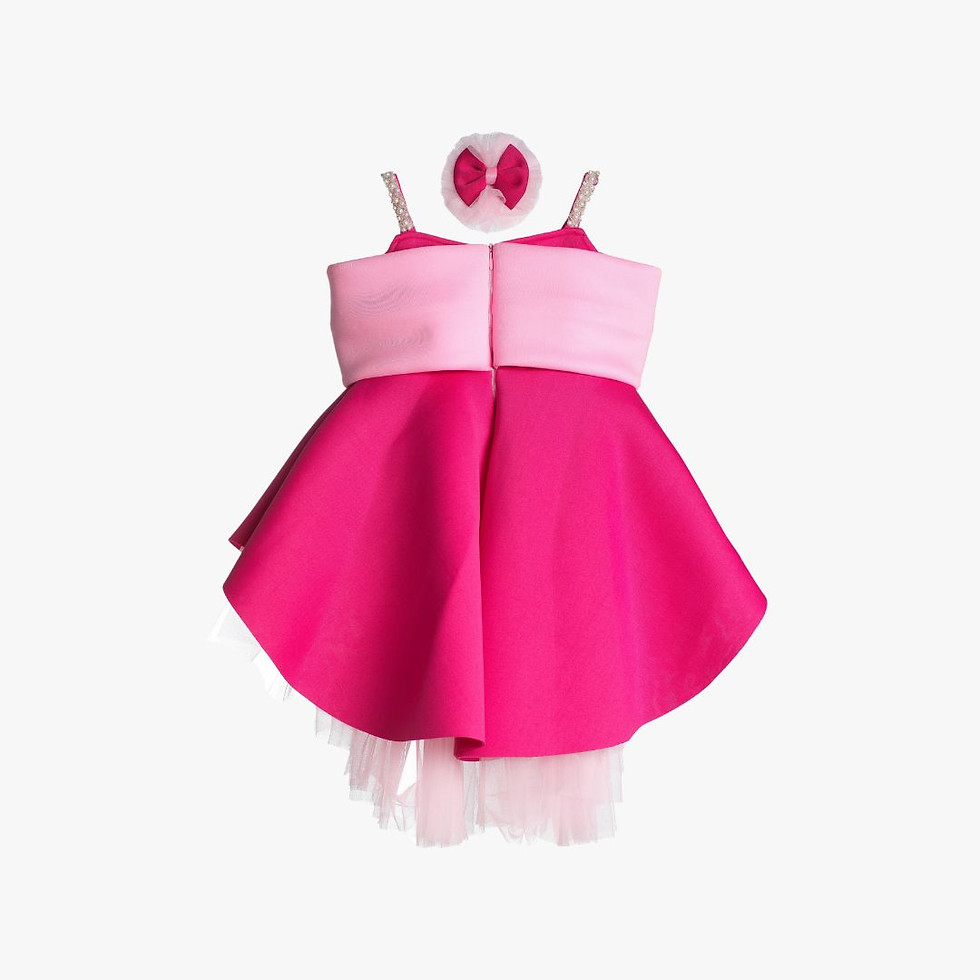 Thumbnail: Hot Pink Party Barbie Birthday Princess Bow Flower Girl Dress