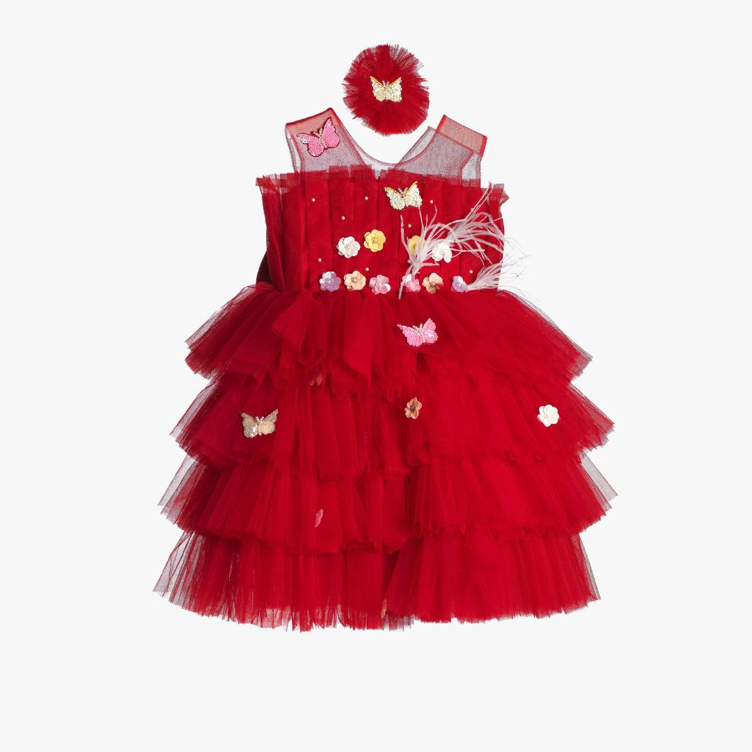 Ornamental Red Christmas Chinese New year Party Dress