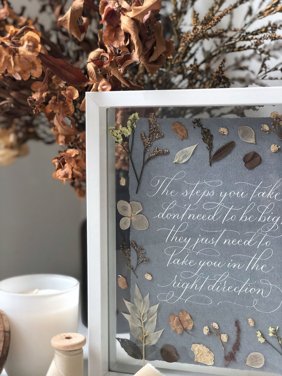 Thumbnail: Calligraphy Floral Frame (Ready-made) -"The steps you take don't have to be big"