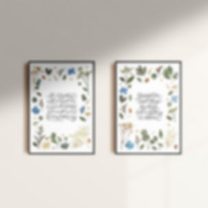 Set of 2 Calligraphy Art Print (Floral series)