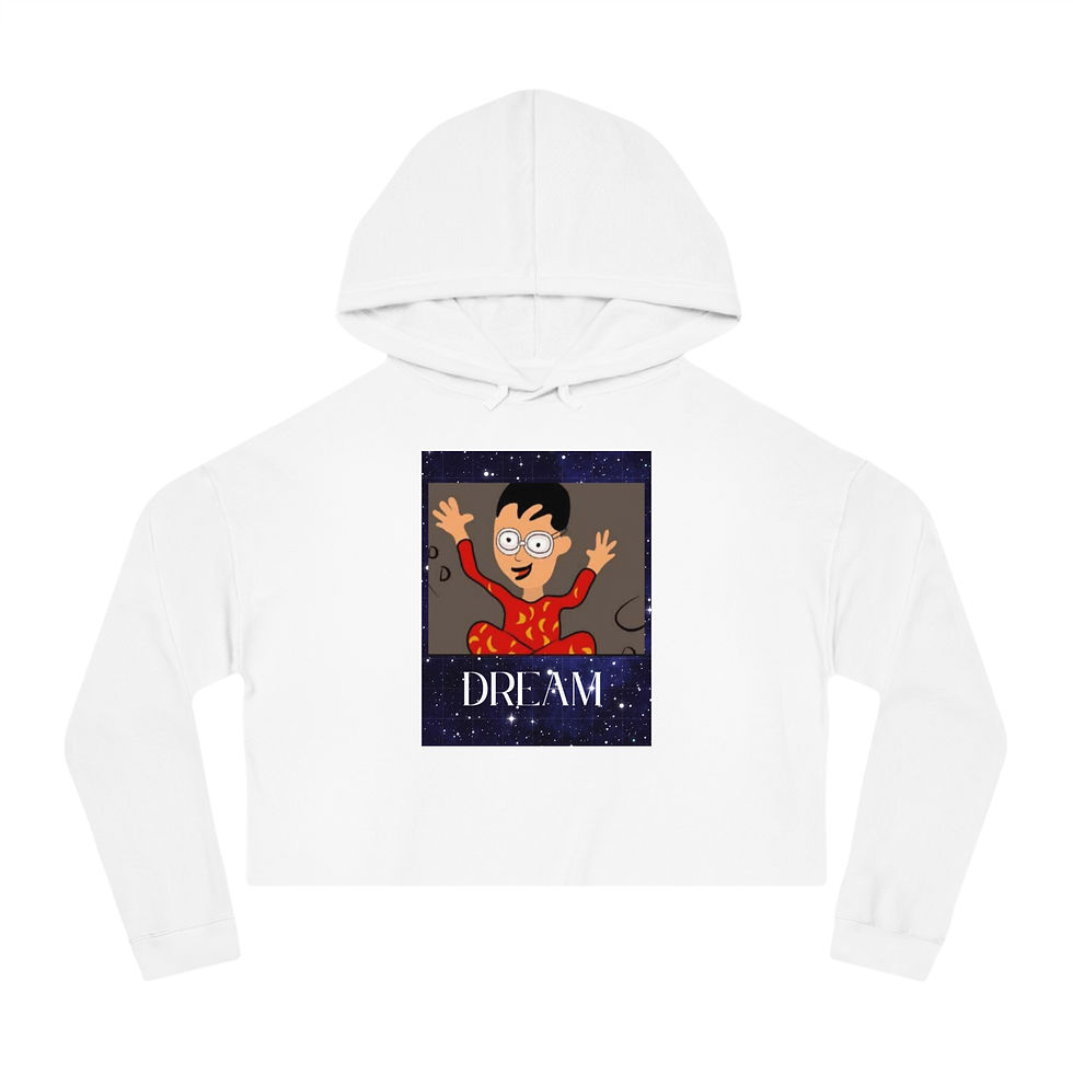 Thumbnail: Dreamer Women's Cropped Hoodie, Cute Casual Sweatshirt, Cozy Lounge Wear,