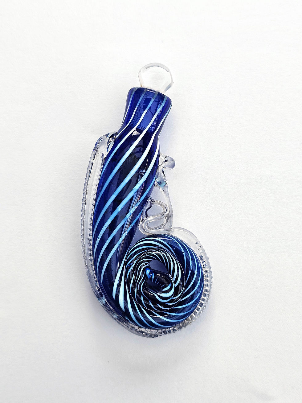 Thumbnail: Rare early 19th c Bristol blue and white Nailsea-type glass cornucopia scent