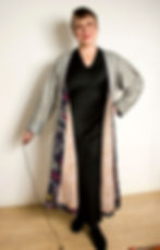 Thumbnail: Fine blue & white striped silk and cotton 'alacha' chapan or robe. Vintage, Cent
