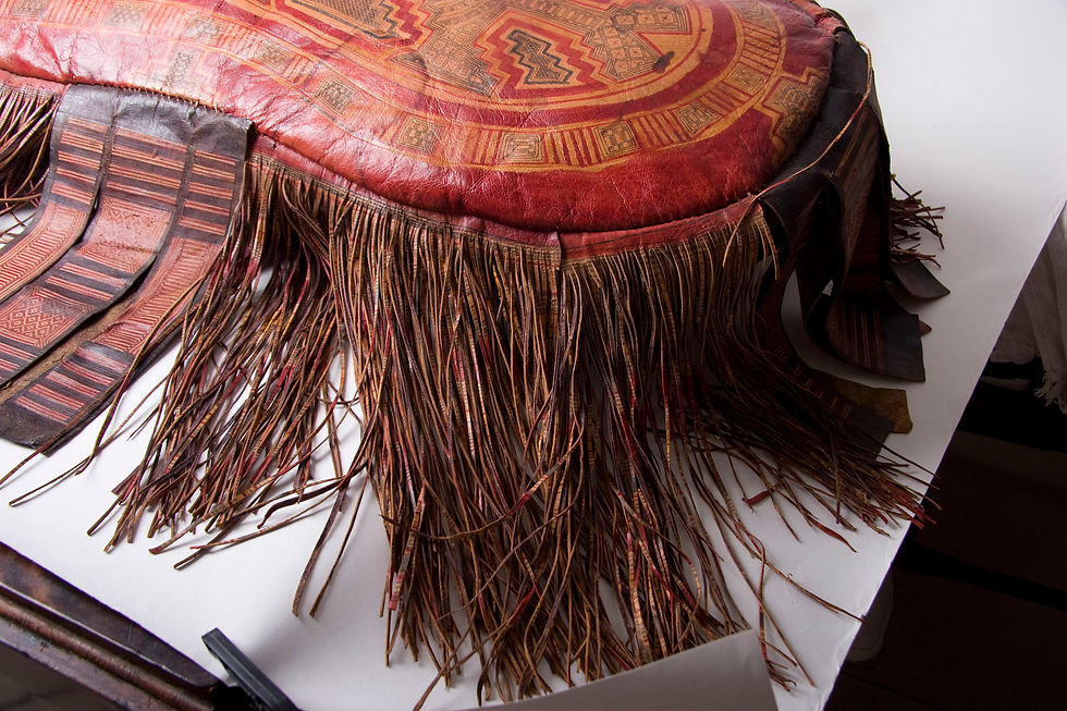 Thumbnail: Stunning Mauritanian Tuareg leather cushion vintage