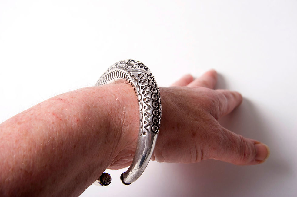 Thumbnail: Beautiful silver Tharu bangle from Nepal
