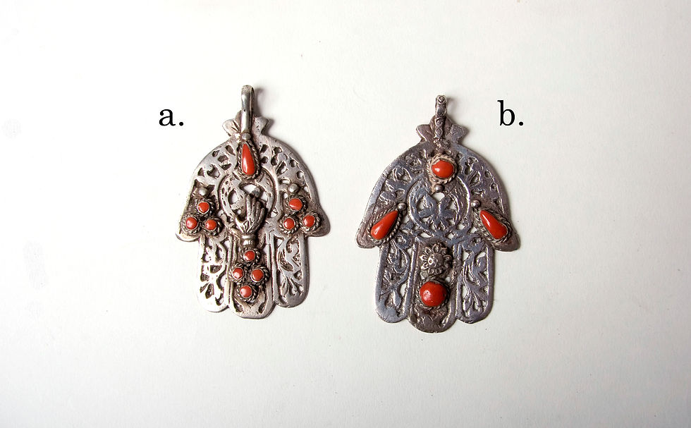Thumbnail: Tunisian silver khamsa with coral