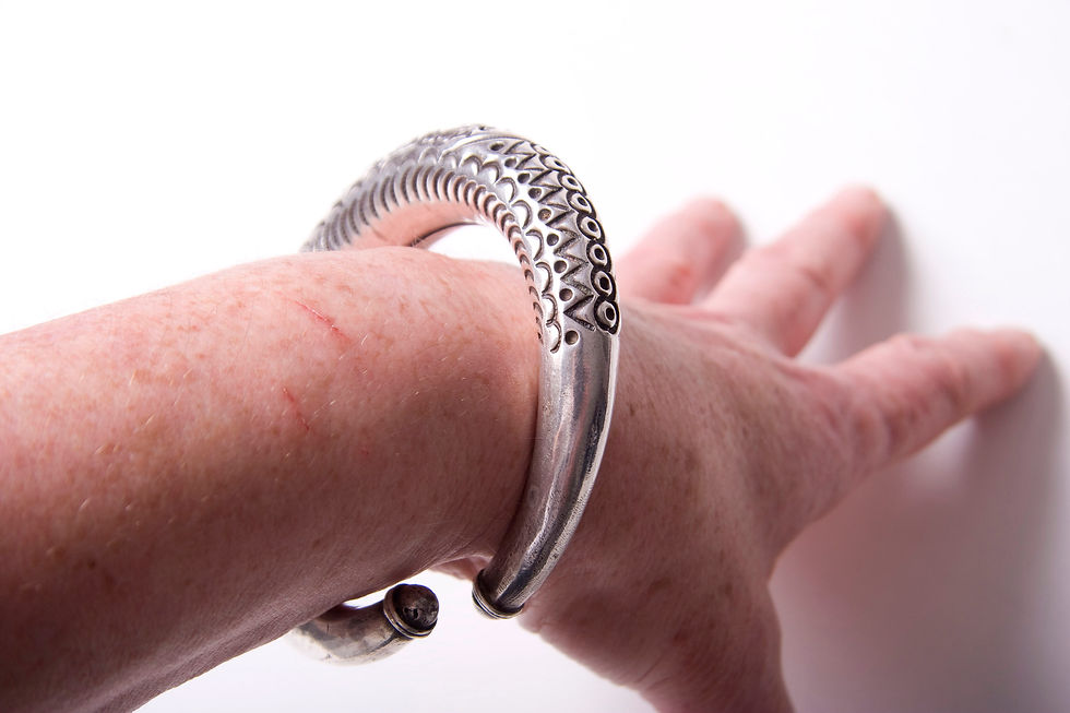 Thumbnail: Beautiful silver Tharu bangle from Nepal