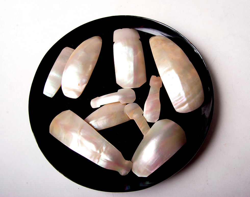 Thumbnail: 11 x Melanesian Mission 19th century pearl scoops, Solomon Islands