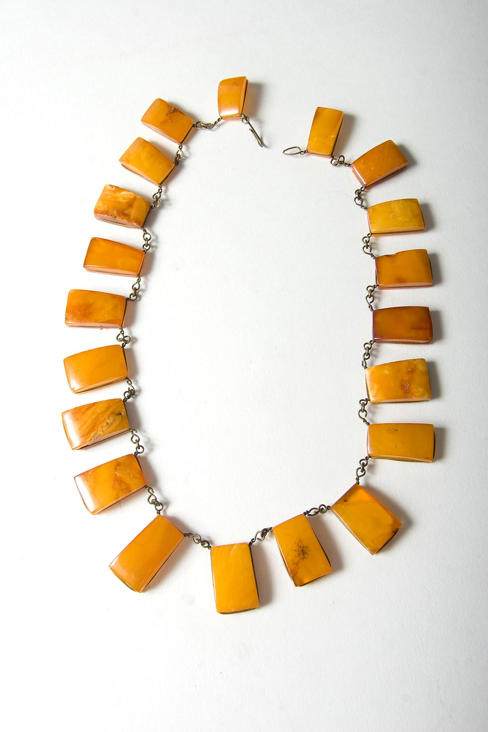 Thumbnail: Art Deco vintage natural butterscotch amber tablet necklace. Czech
