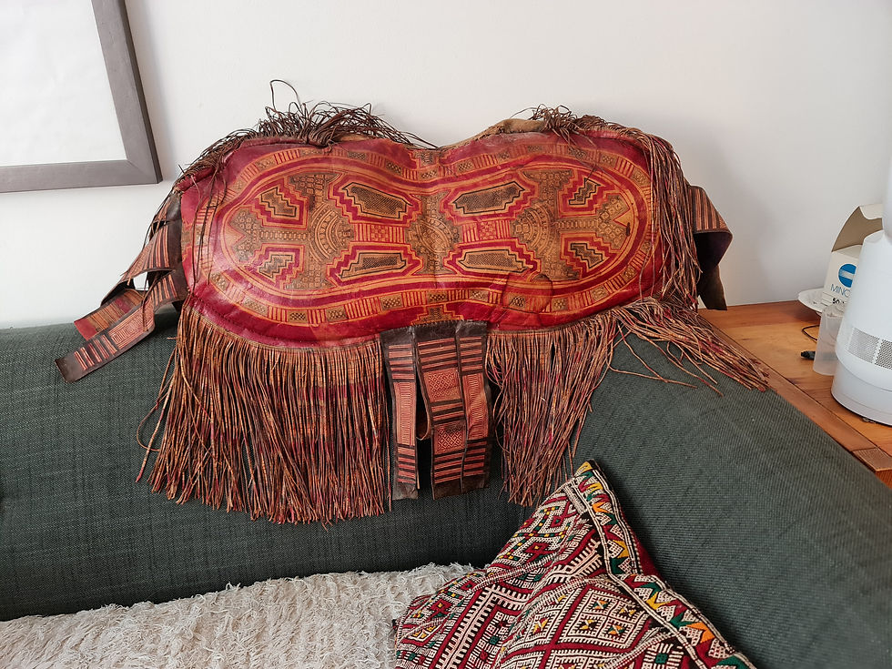 Thumbnail: Stunning Mauritanian Tuareg leather cushion vintage