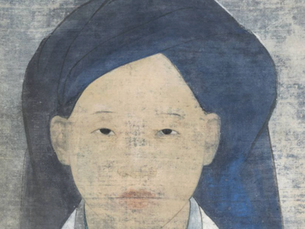 Vũ Cao Đàm (1908-2000), La femme en bleu, vers 1933, encre et gouache sur soie, chef-d'œuvre de la période parisienne adjugé 210 000 € chez Millon après expertise de Gauchet Art Asiatique.