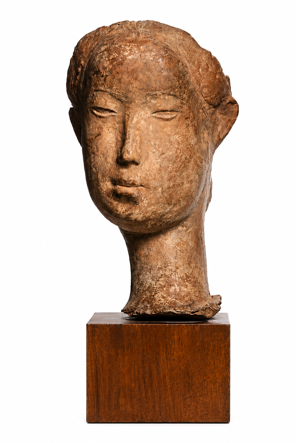 Tête de jeune femme de Vũ Cao Đàm, sculpture vietnamienne en terre cuite datée de 1939, expertisée par Gauchet Art Asiatique pour une vente Millon.