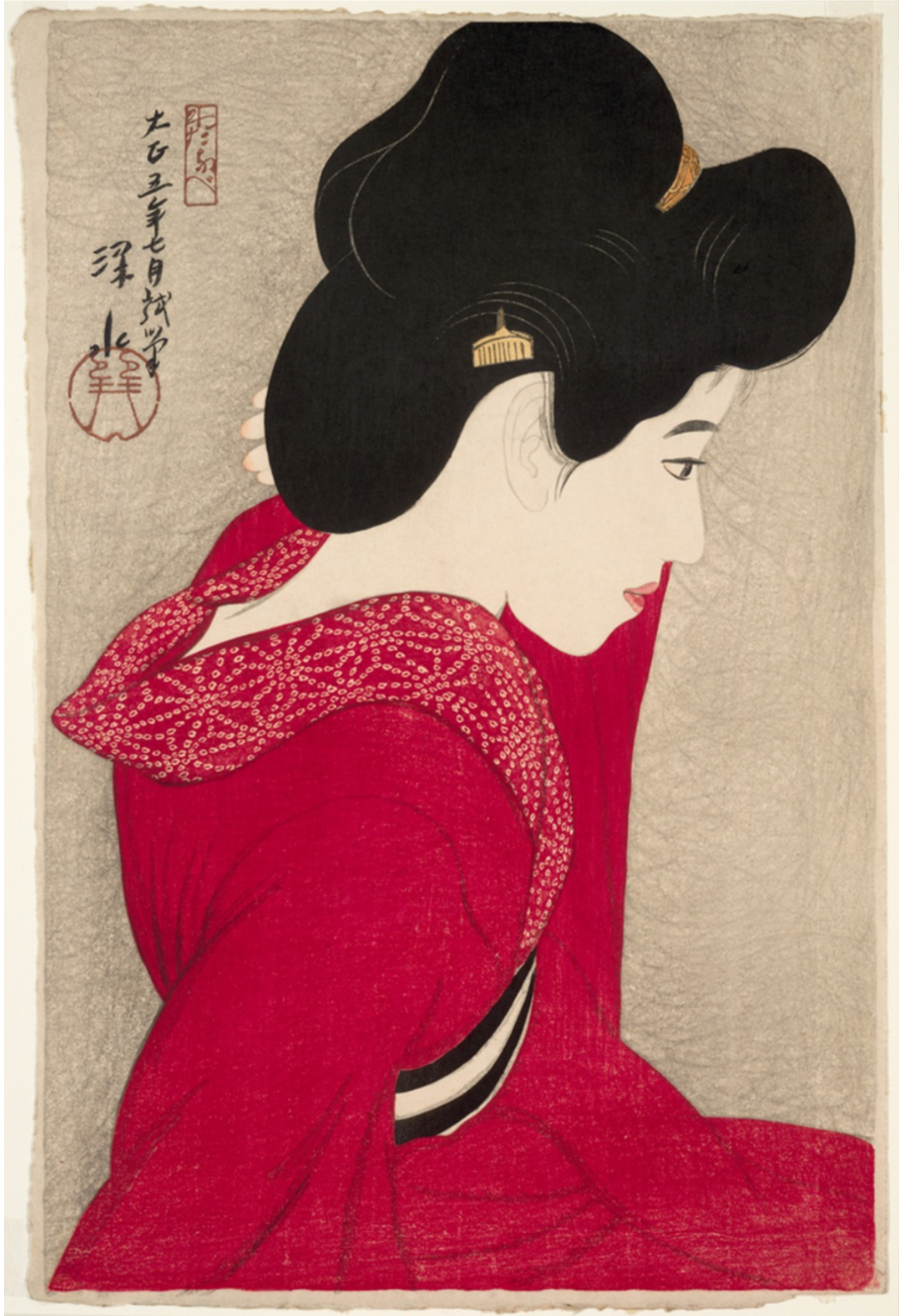 Itō Shinsui, Devant le miroir, 1916, estampe, 44,2 x 29,3 cm