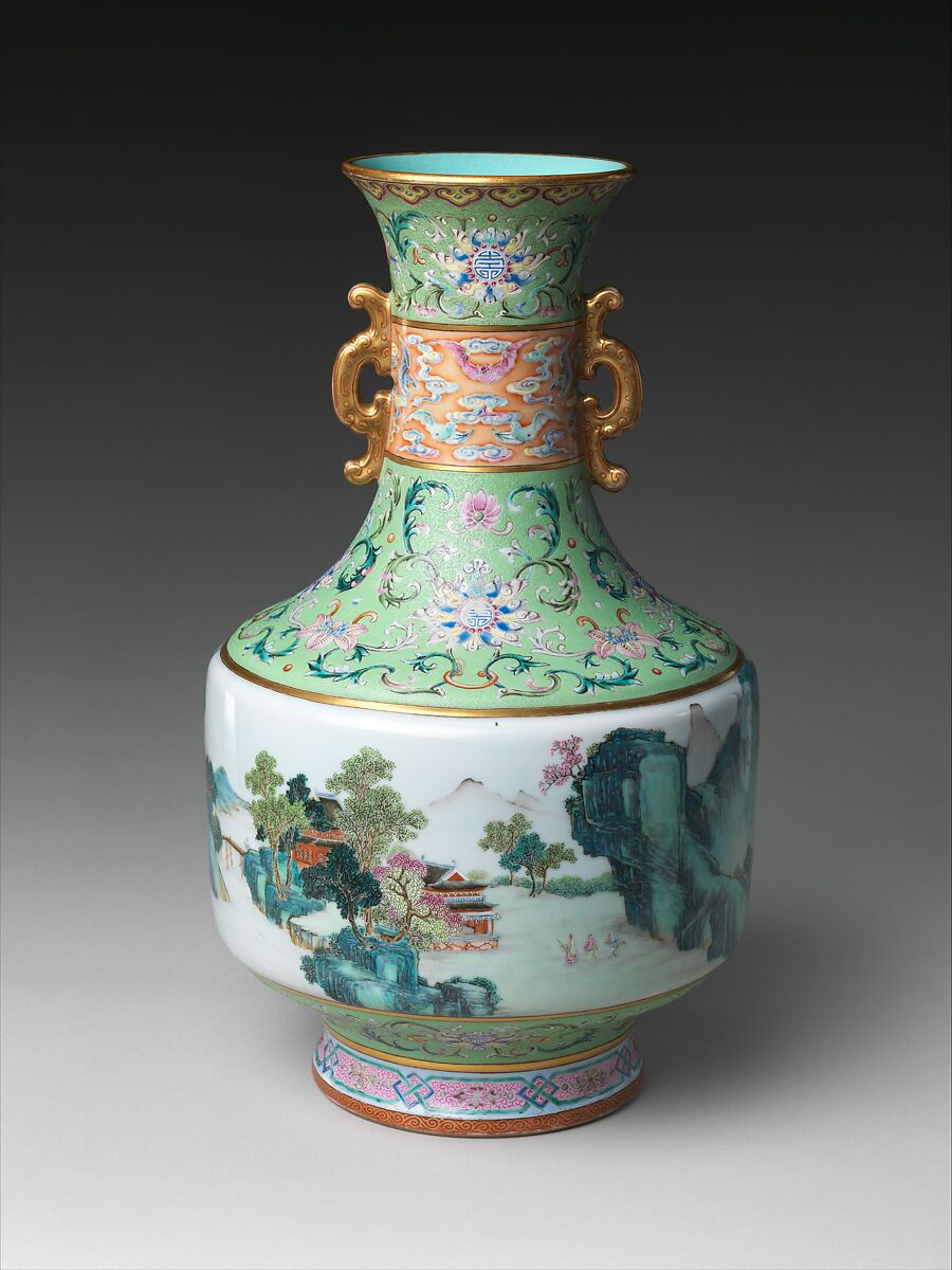 Vase with landscape decoration, Époque Qianlong, Chine, XVIII siècle, © MET Collection