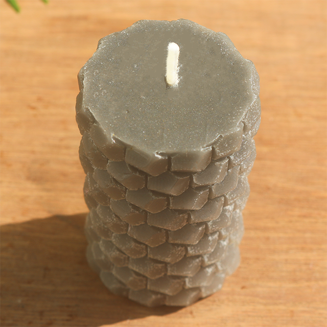 Thumbnail: Honeycomb Diamond Pattern Scented Pillar Candle | Pink | Gray