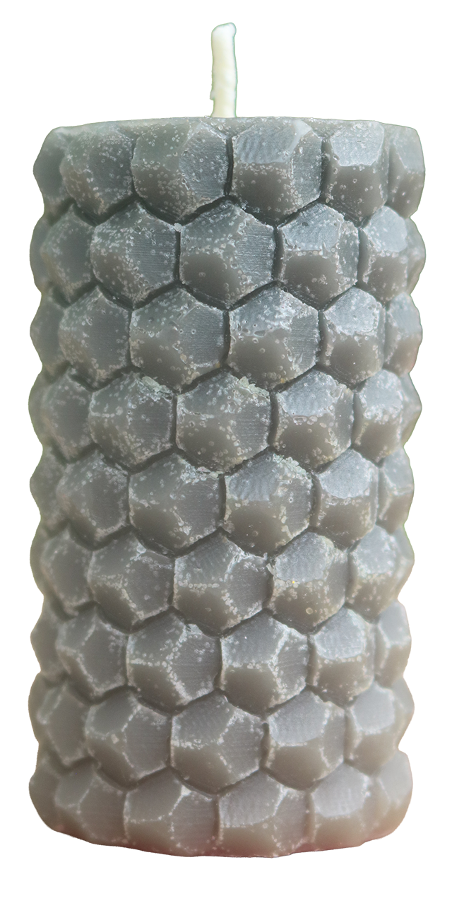 Thumbnail: Honeycomb Diamond Pattern Scented Pillar Candle | Pink | Gray