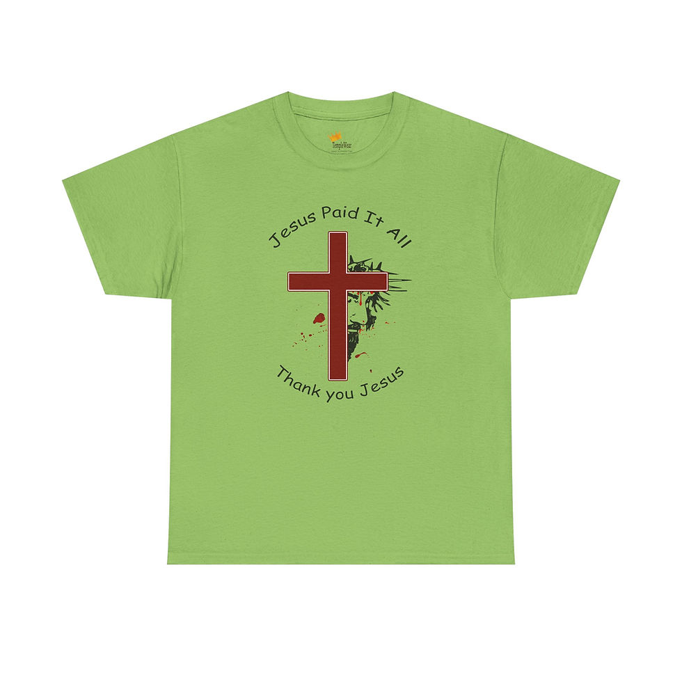 Thumbnail: Christian T-Shirt — 'Jesus Paid It All, Thank You Jesus' Cross Design