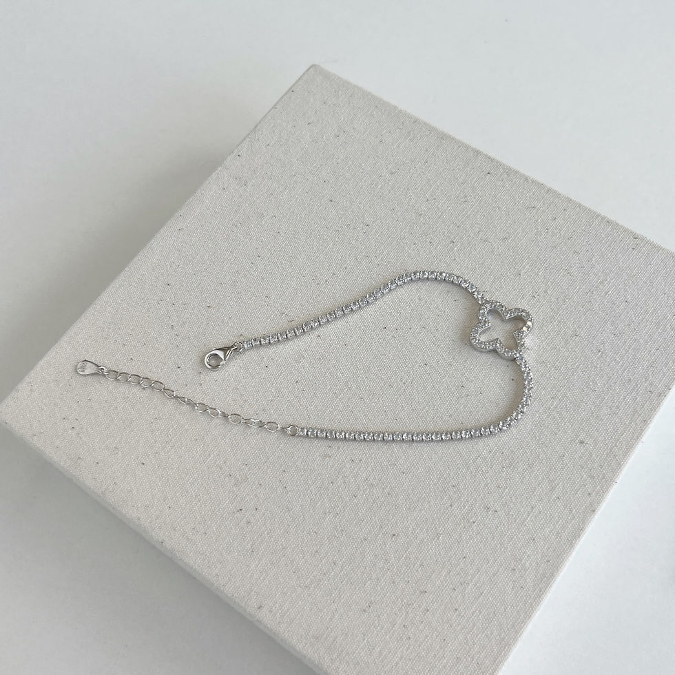 Thumbnail: Sterling Silver Clover Bracelet (17cm + 5cm Extension)