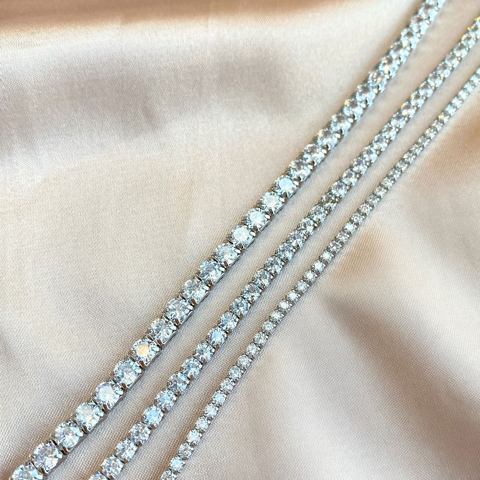 Thumbnail: Sterling Silver Tennis Bracelet/Anklet.