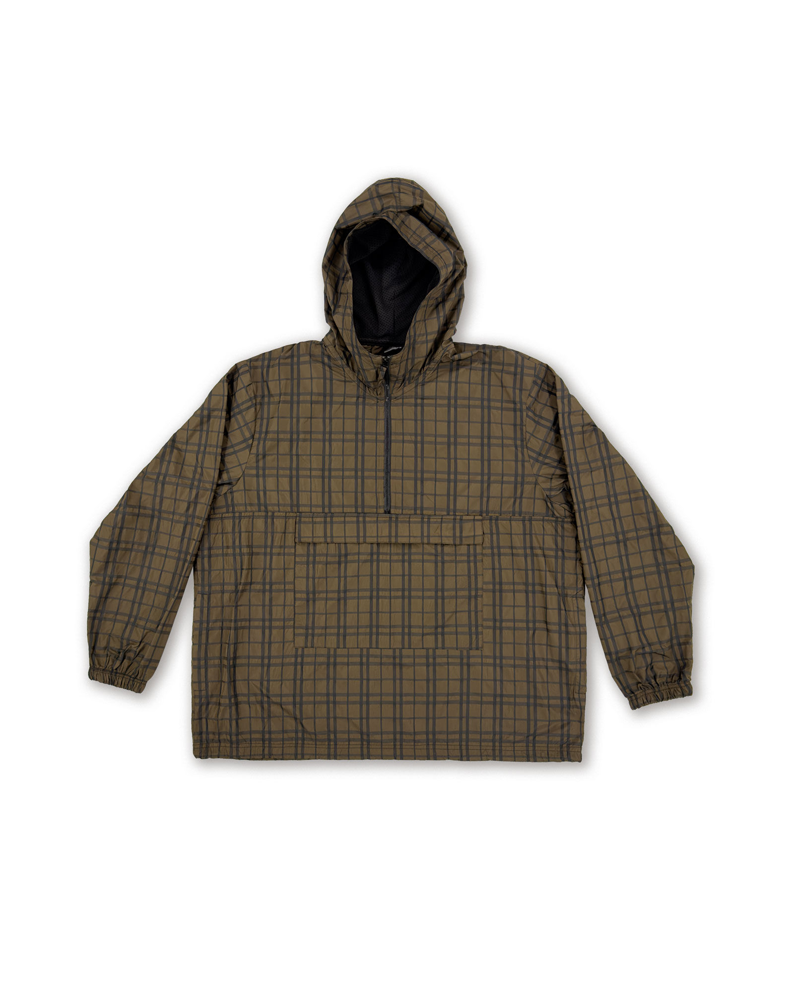 HALF-ZIP HOODIE IN CHECKED TAFFETA