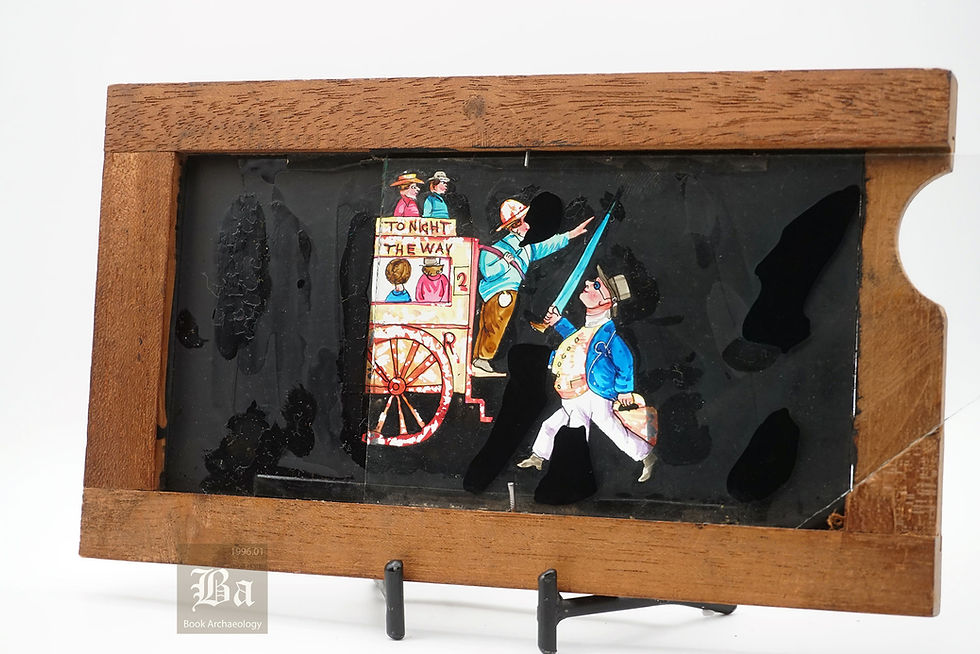 Thumbnail: ca. 1850's Antique Hand-Painted Glass Magic Lantern Slide - THE WAY TO NIGHT