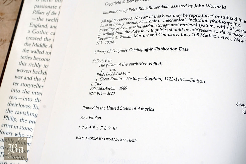 Thumbnail: "Pillars Of The Earth" Ken Follett, 1989 (1st Edition) (1st Printing)