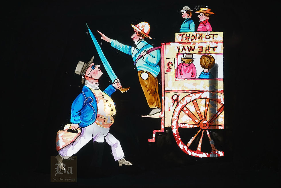 Thumbnail: ca. 1850's Antique Hand-Painted Glass Magic Lantern Slide - THE WAY TO NIGHT
