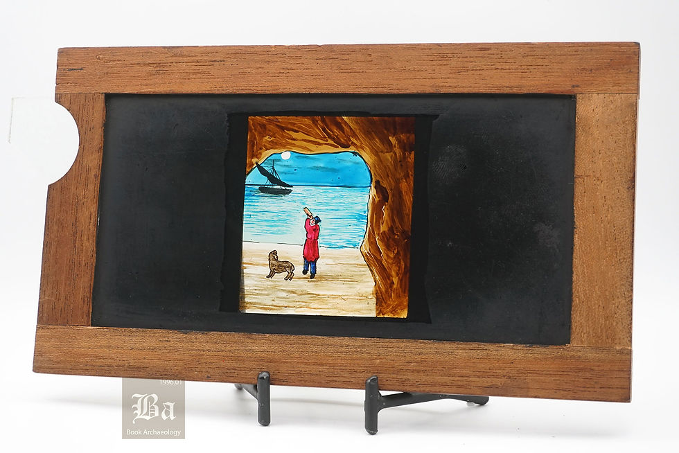 Thumbnail: ca. 1850's Antique Hand-Painted Glass Magic Lantern Slide - Seaside Adventure