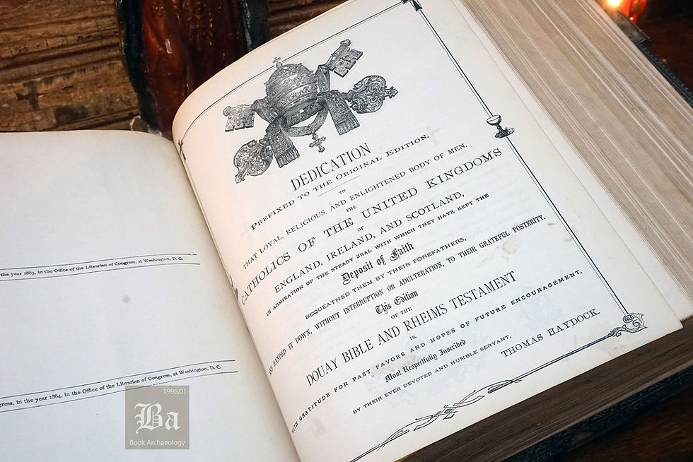 Thumbnail: 1884 Victorian Catholic Family Holy Bible (Douay Rheims)